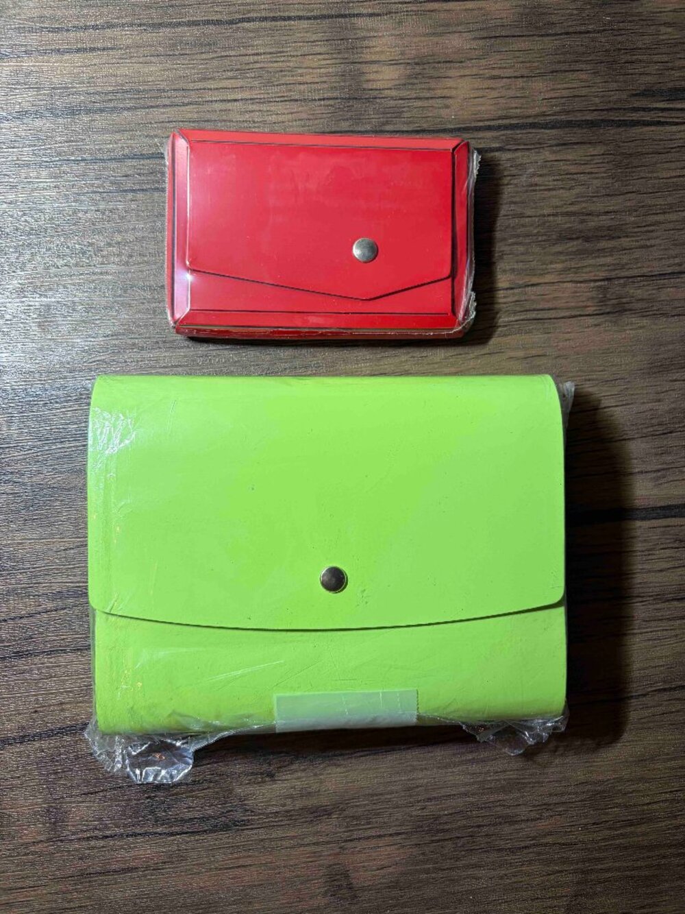 Upcycled Italian Leather Travel Case Lime Green & Red 2 pc set